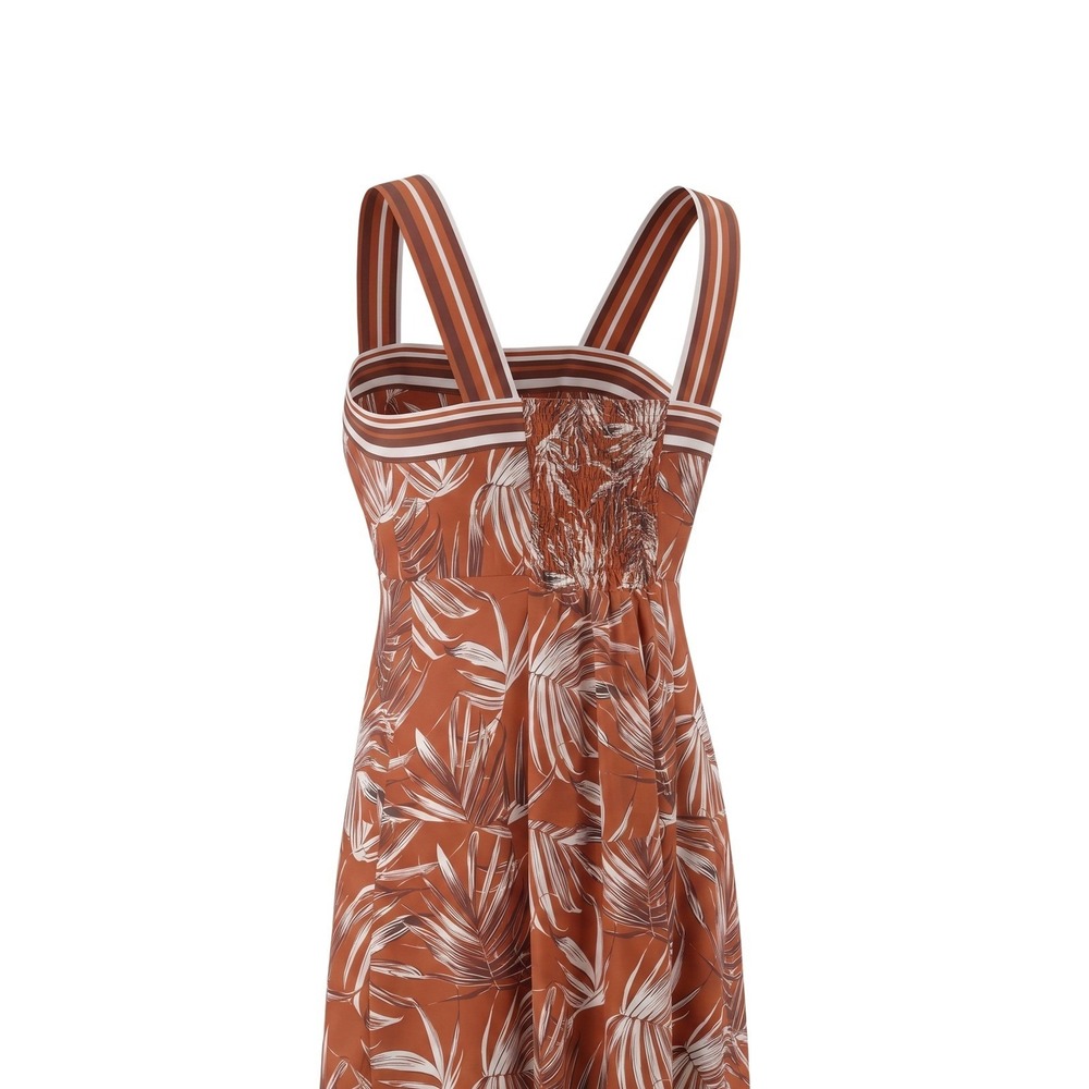 Vince Camuto MSRP $69 - Getaway Dress Terracotta Palm Print Smocked Midi Dress S - Picture 4 of 4